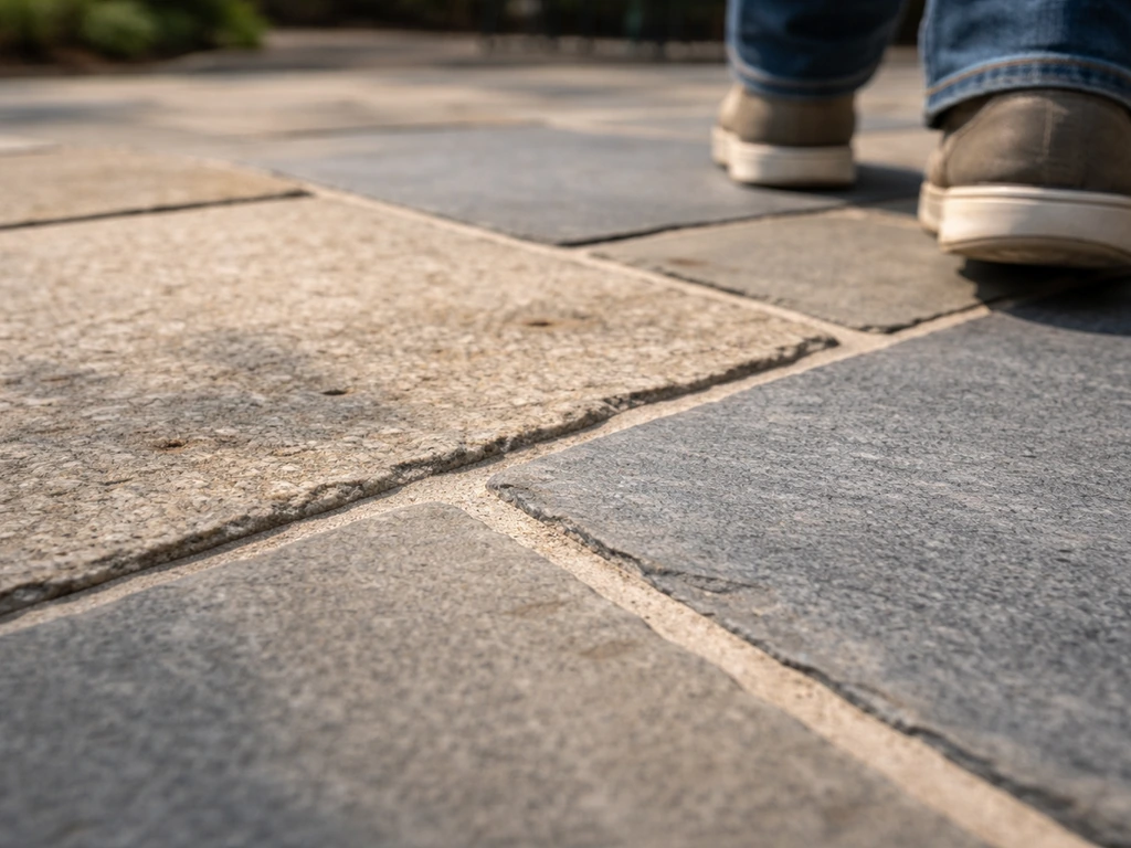 Close-up of quartzite and bluestone flagstone patio with visible texture under light foot traffic