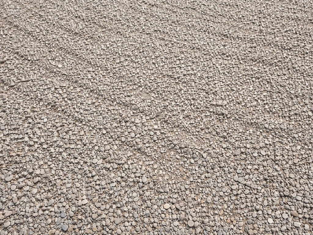 Top-down view of a raked crushed-stone surface with a loose, textured finish layer